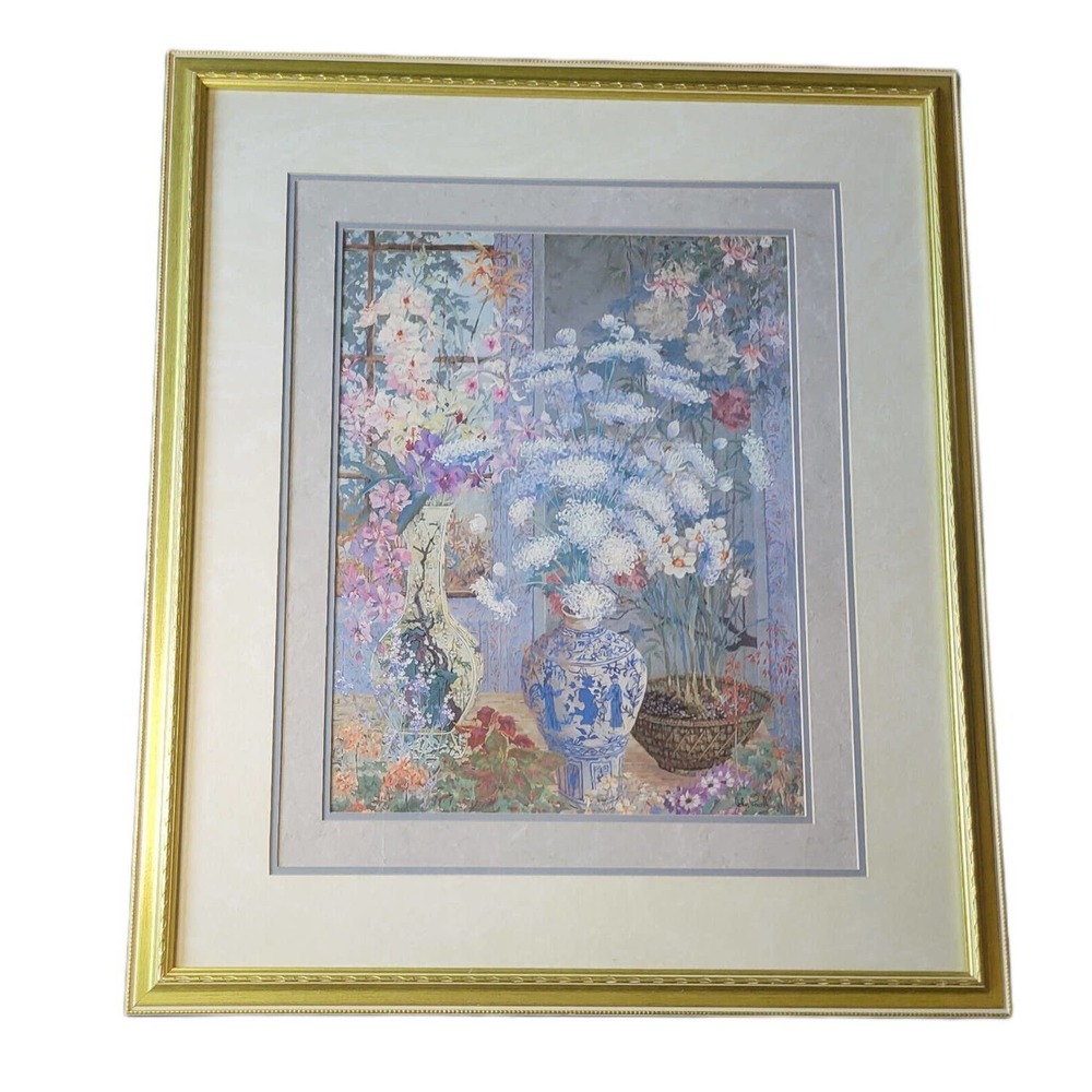 John Powell Signed & Framed Floral Still Life Print